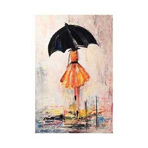 Gelbes Kleid mit Regenschirm